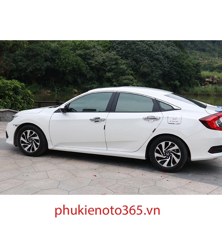 Ốp hõm và tay nắm cửa màu bạc ABS mạ Honda Civic 2018